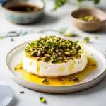 ricotta pistachio honey bites on a plate