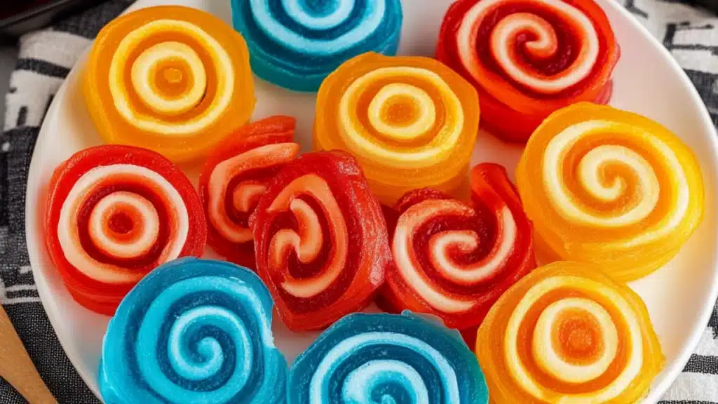colorful jello rolls are being held up in front of the camera with text overlay that reads jello roll tips