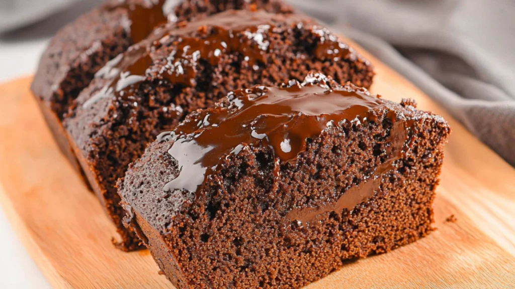 hot fudge brownie bread on a cooling rack
