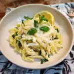 lemon ricotta pasta with basil and parmesan cheese