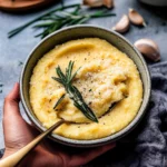 the best creamy italian polenta with garlic and parmesan is served in two bowls