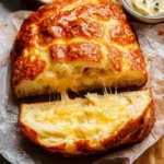 sliced bread with melted cheese on top