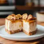 homemade banana pudding cheesecake squares with bananas on top