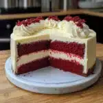 red velvet cheesecake recipe with decadent creamy on the top and bottom layer