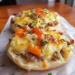 english muffin breakfast pizza recipe with eggs on top