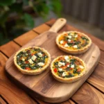 some flatbreads are stacked on top of each other with the words, mediterranean spinach and feta crispes so easy and so delicious