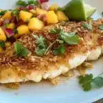 coconut crusted fish with mango salsa - light and flavorful
