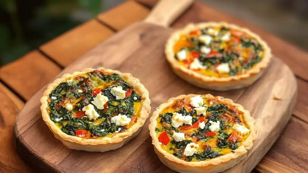 some flatbreads are stacked on top of each other with the words, mediterranean spinach and feta crispes so easy and so delicious