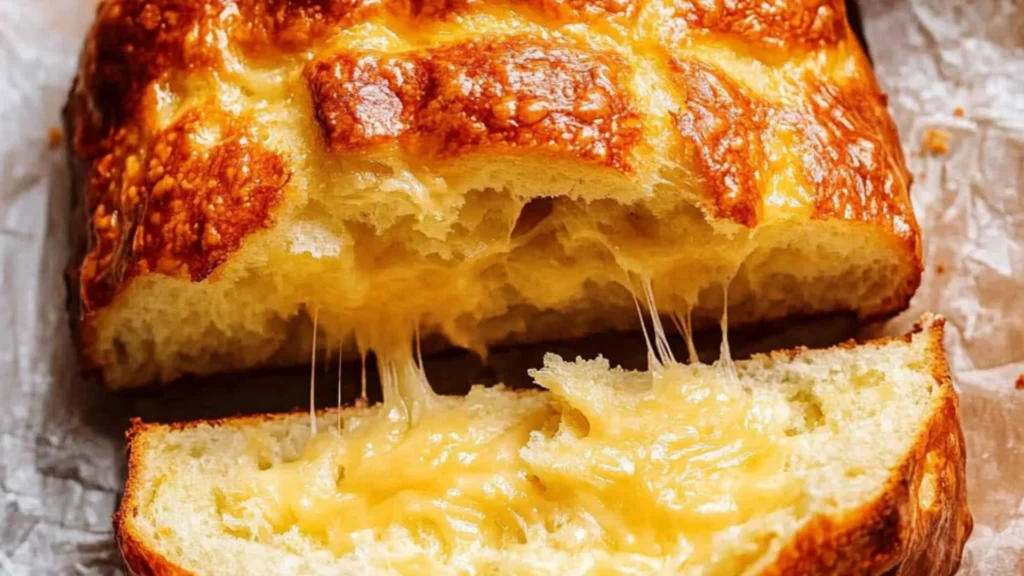 sliced bread with melted cheese on top