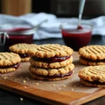 Healthy Flourless Peanut Butter & Jelly Cookie Sandwiches