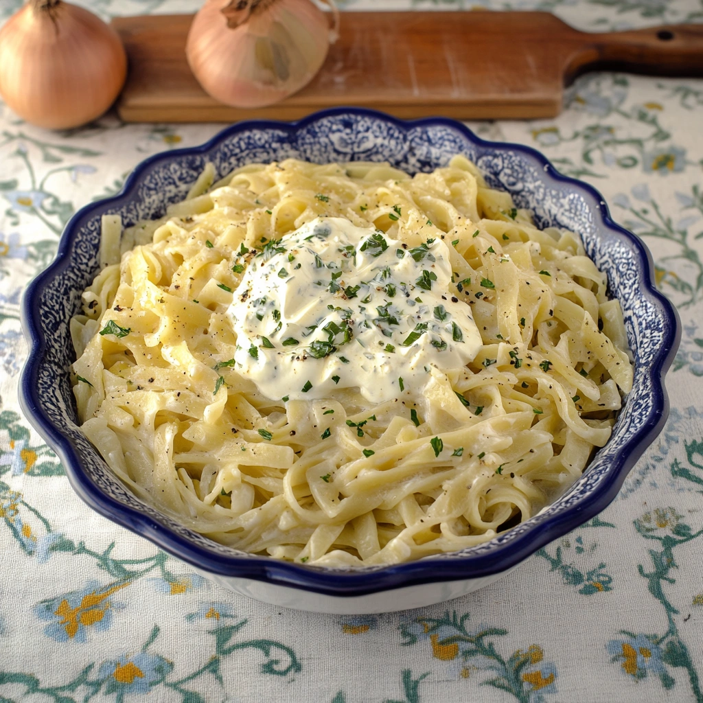 Polish Noodles with Sour Cream and Onions