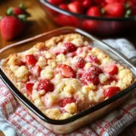 four different types of desserts in plastic containers with the words, 4 ingredient strawberry cheesecake dump cake