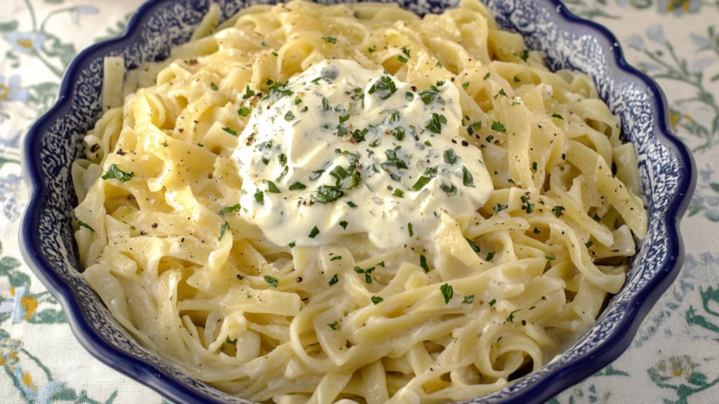 Polish Noodles with Sour Cream and Onions