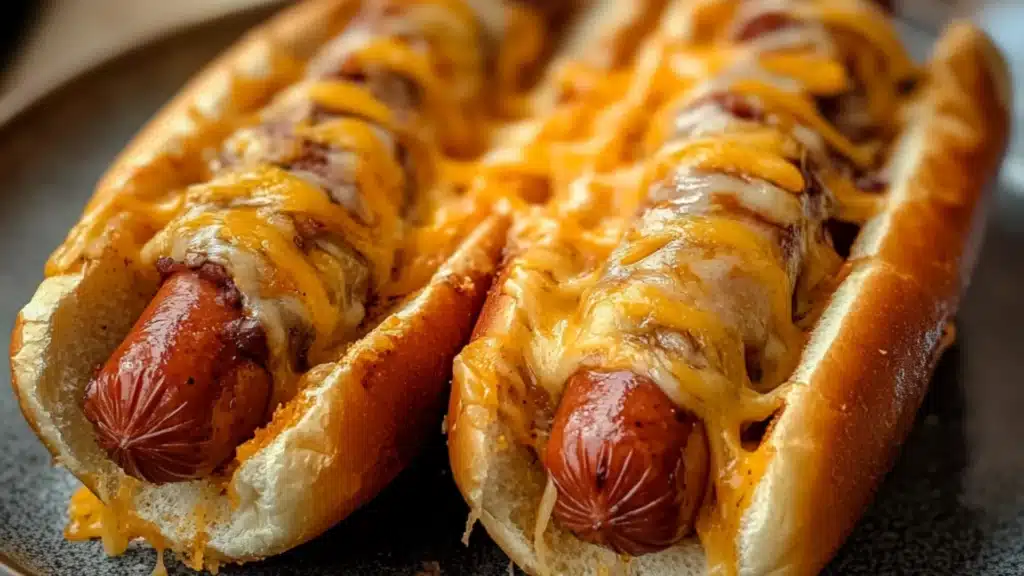 grilled cheese hot dogs on plates with ketchup