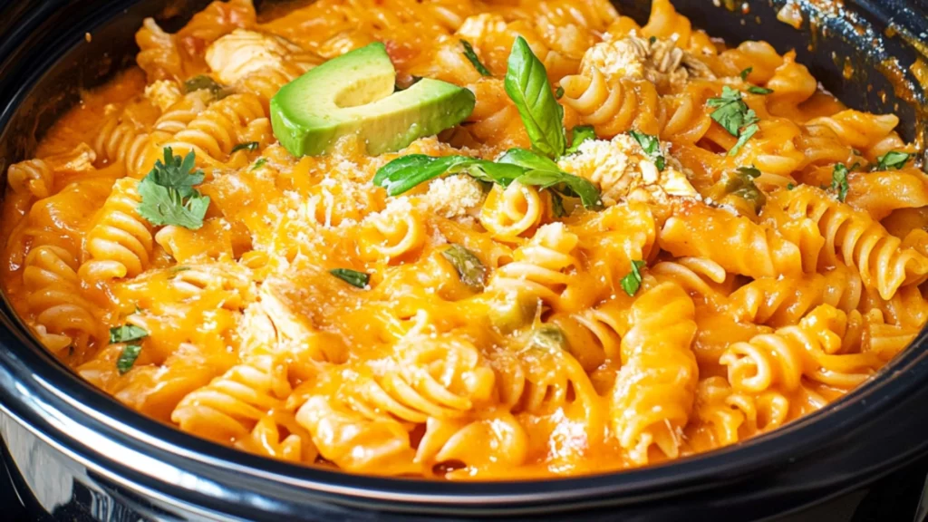 Slow Cooker Chicken Enchilada Pasta