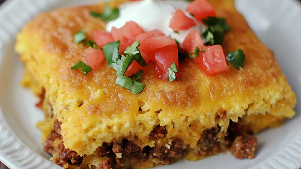 Easy Cheesy Taco Cornbread Casserole