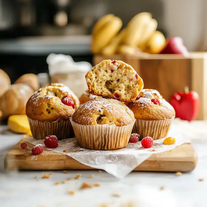 Easy and Healthy Banana Rhubarb Muffins