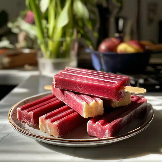 Rhubarb and Greek Yogurt Popsicles
