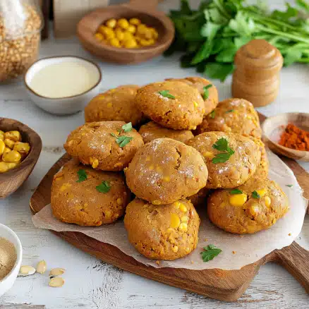Corn Fritters with Cheesy Maple Mustard