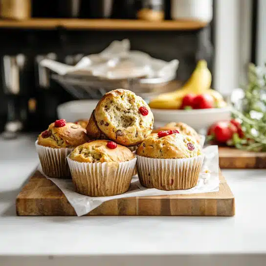 Easy and Healthy Banana Rhubarb Muffins