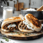 Cheesy Beef and Mushroom Pita Pockets