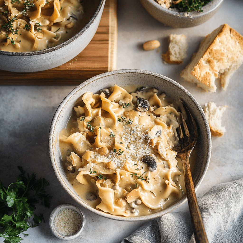 One Pot Mushroom and White Bean Pasta