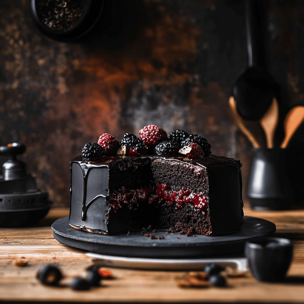 Black Velvet Halloween Cake