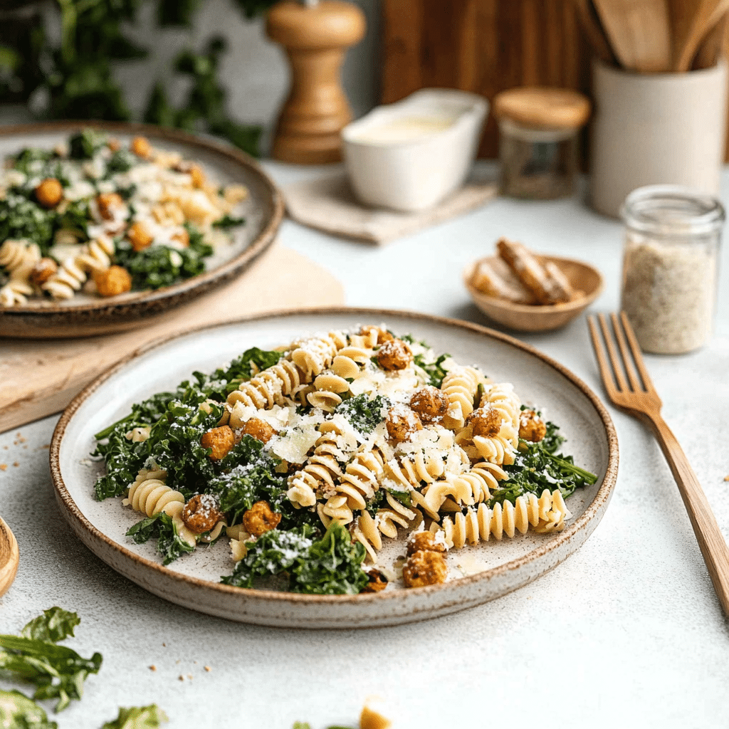 Kale Caesar Pasta Salad Recipe
