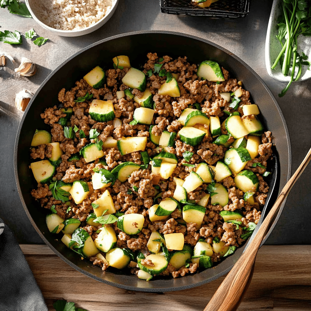 Ground Turkey Zucchini Skillet