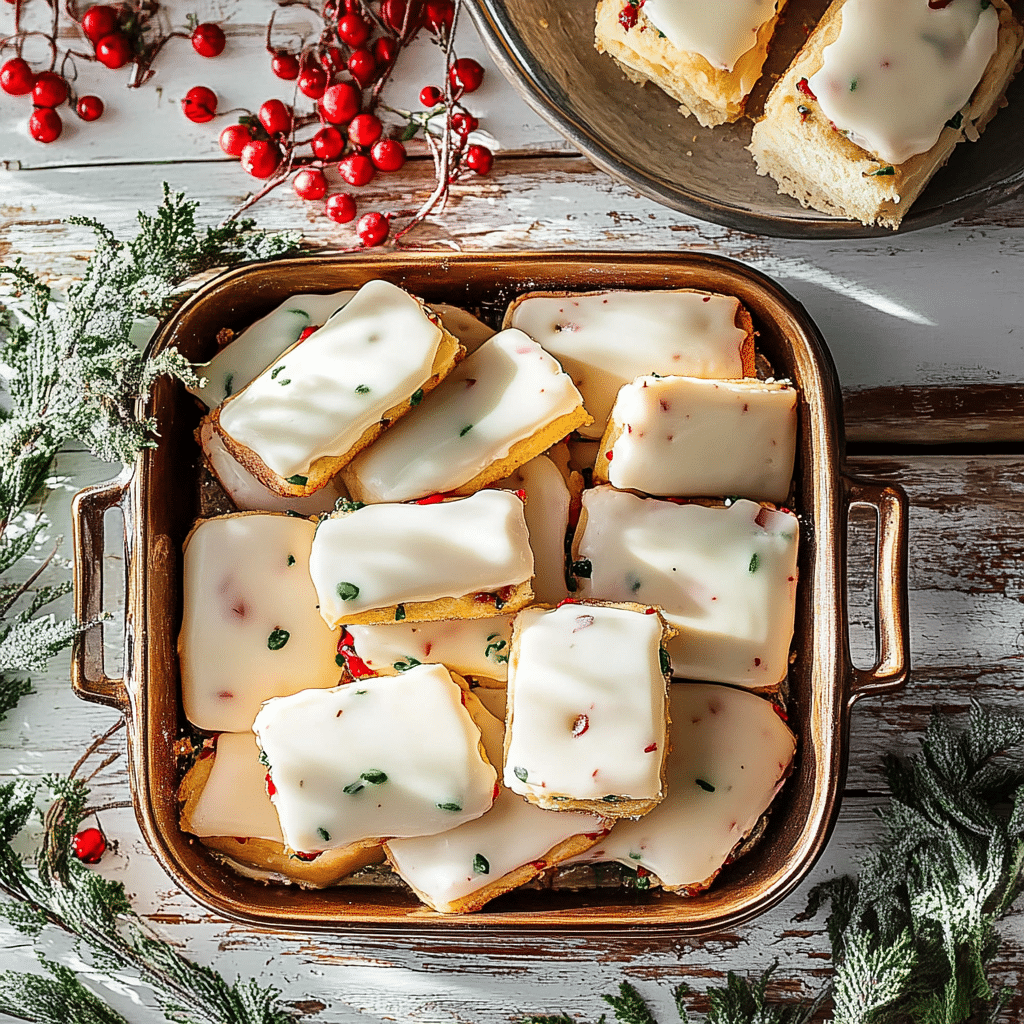 Glazed Fruitcake Shortbread Cookies