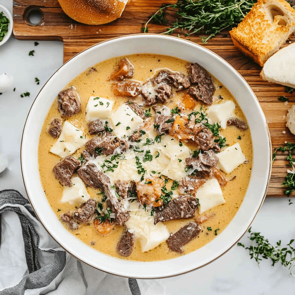 Philly Cheesesteak Soup