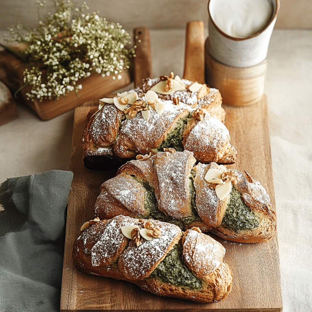 Matcha Almond Croissants