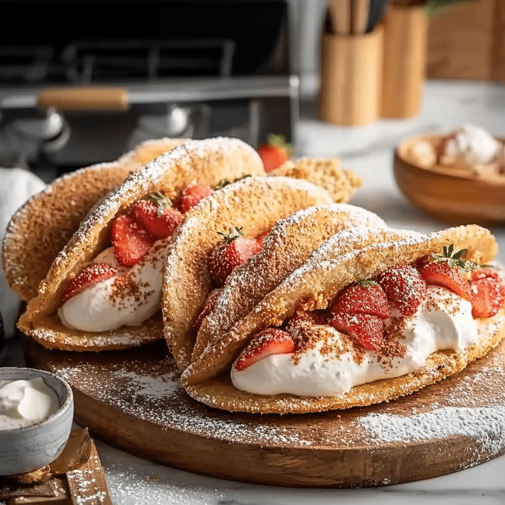 Strawberry Crunch Cheesecake Tacos