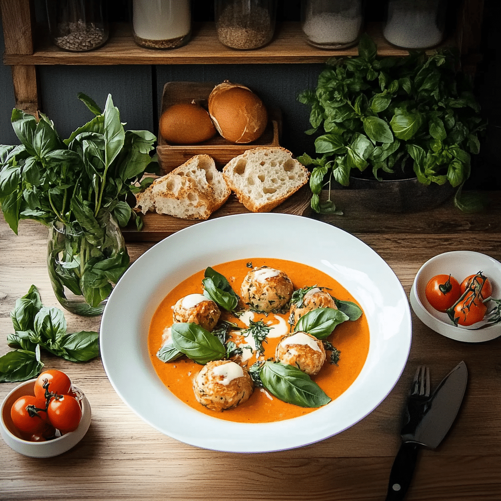 Tomato Soup with Cheddar Dumplings