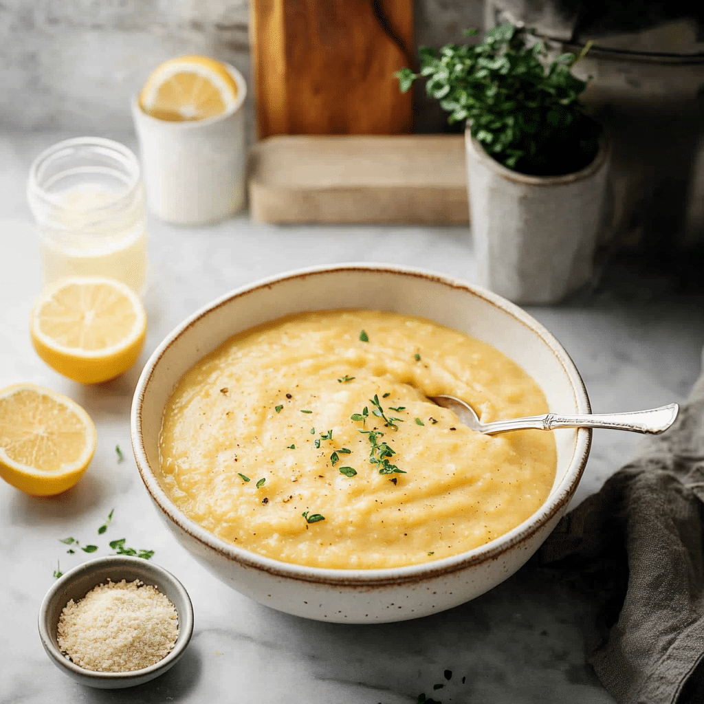 Creamy Red Lentil Lemon Soup
