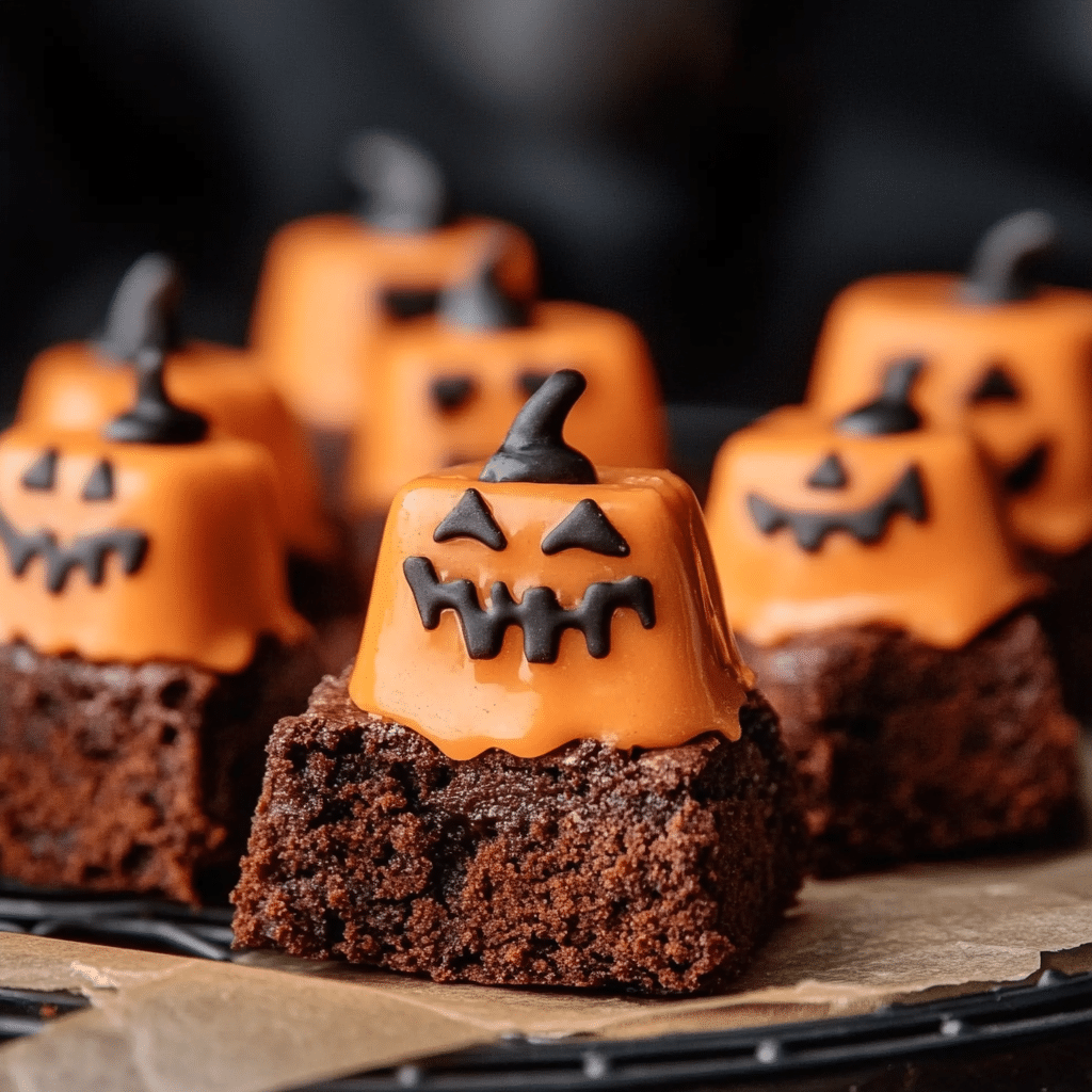 Melted Jack-O-Lantern Brownies