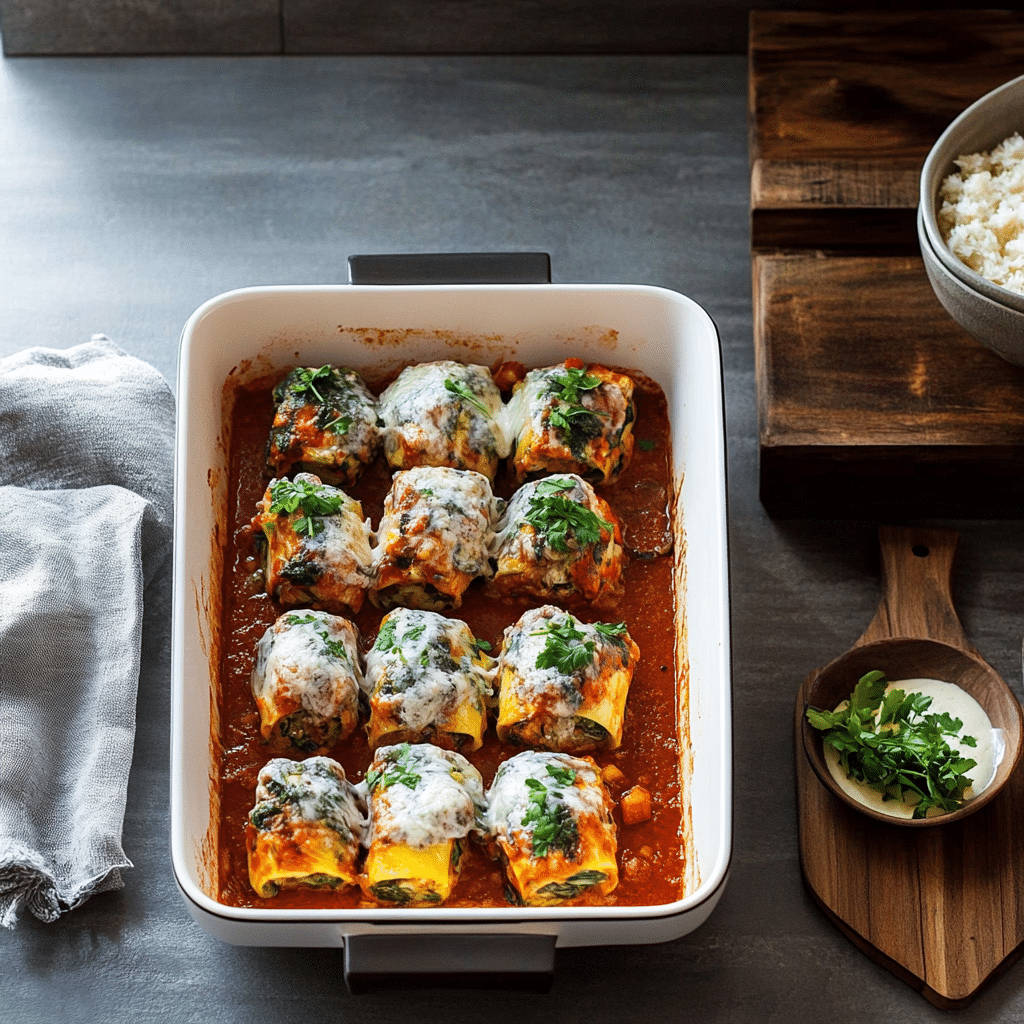 Zucchini Rolls with Spinach and Basil