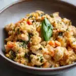 chicken cauliflower rice with pesto