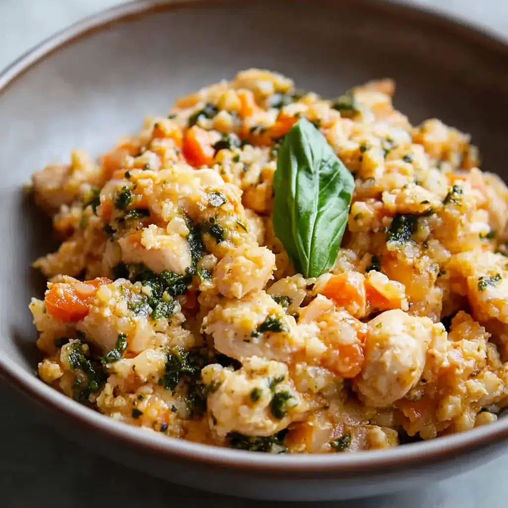 chicken cauliflower rice with pesto