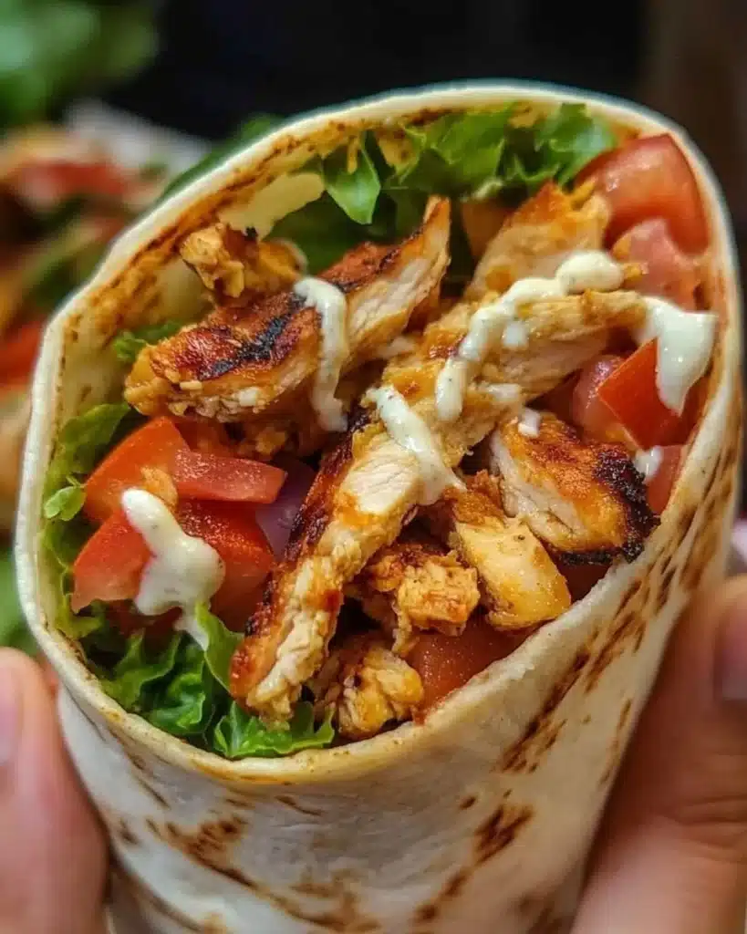 Delicious Chicken Shawarma Wrap filled with grilled chicken and fresh vegetables