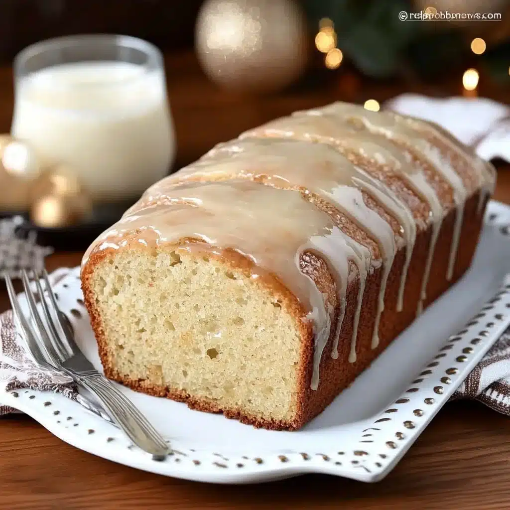 Loaf of Christmas Eggnog Bread decorated with nutmeg and cinnamon