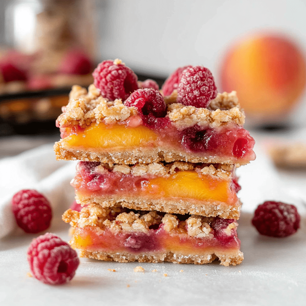 Raspberry Pec Delicious Peach Raspberry Crumble Bars Recipe Treat - bellieskitchen