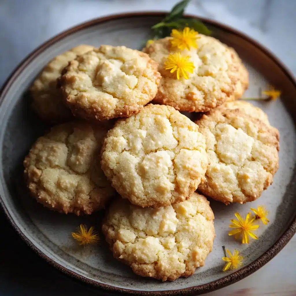 Colorful floral cookies decorated with edible flowers and icing.