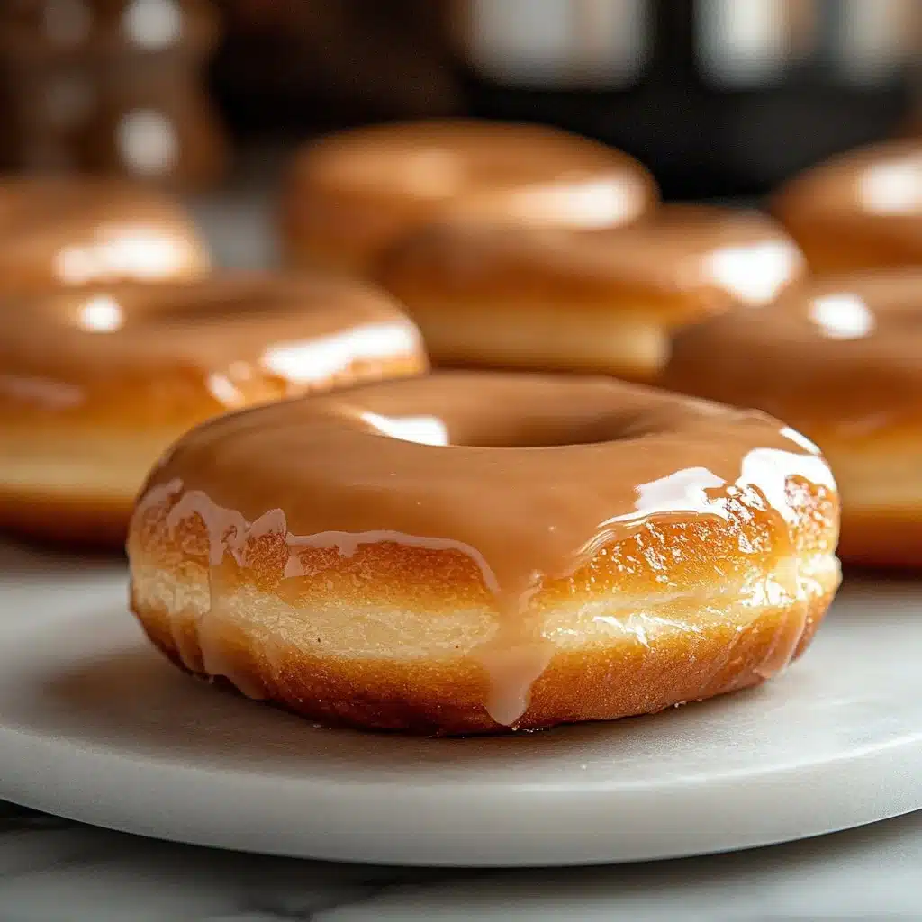 Freshly made maple donut topped with sweet glaze